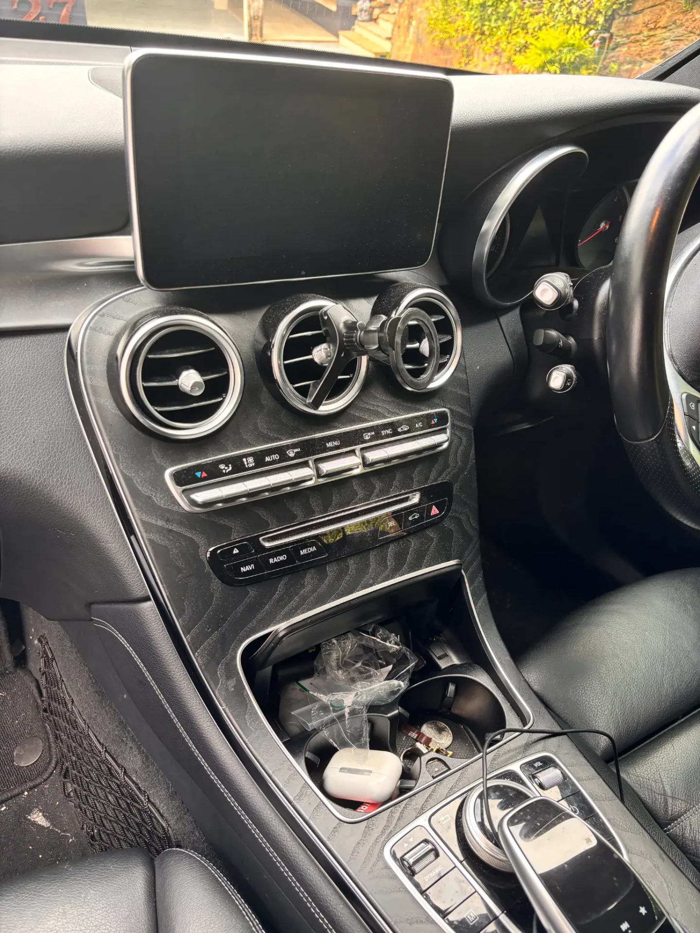 Dashboard before interior detailing